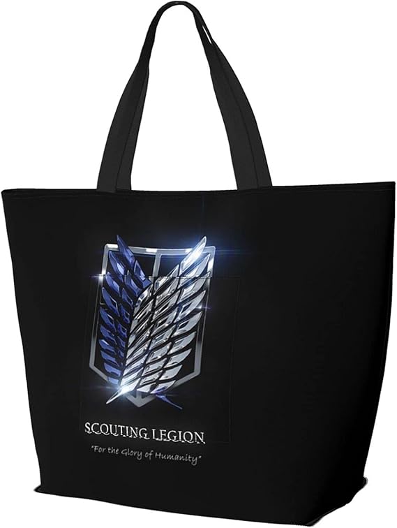 Amazon Blacksoul ショルダーバッグ 進撃の巨人24 レディース バッグかわいいスーツケースハングバック折りたたみショッピング 買い物トートバッグ 大容量 肩掛けメンズ エコバッグ 通勤通学 ジム ヨガ 女性たちの贈り物 Blacksoul シューズ バッグ