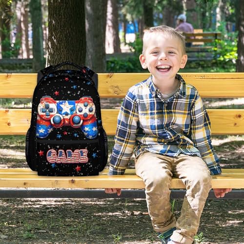 UNIKITTY Backpack for Kids - Gamer Backpack for Boys - Gaming School Bookbag - 17 Inch Primary Toddler School Bag with Adjustable Straps2