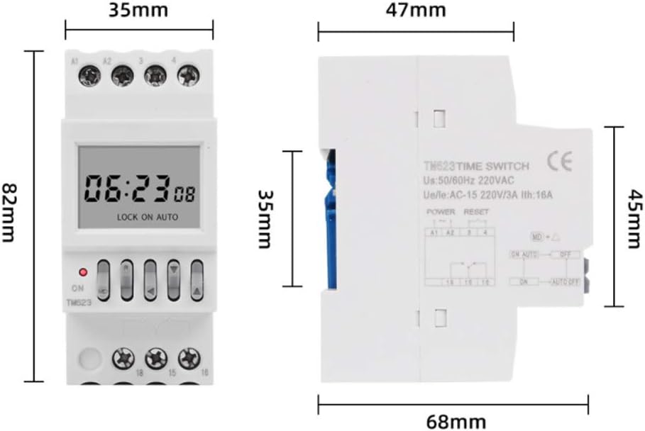 TM623 Timer Switch dimensions diagram