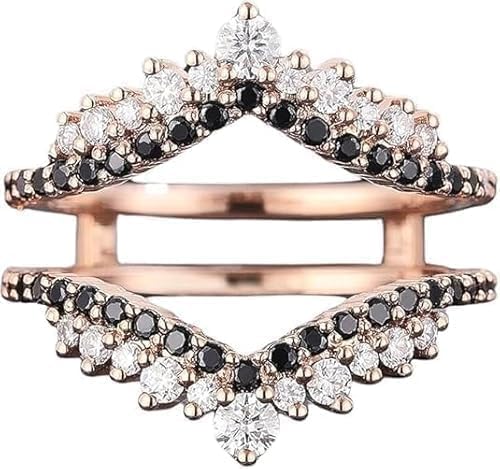 Shankar Jewels 2.00Ct Round Cut Moissanite Wedding Ring, White and Black, 14K Rose Gold Finish, 925 Sterling Silver, Prong Set