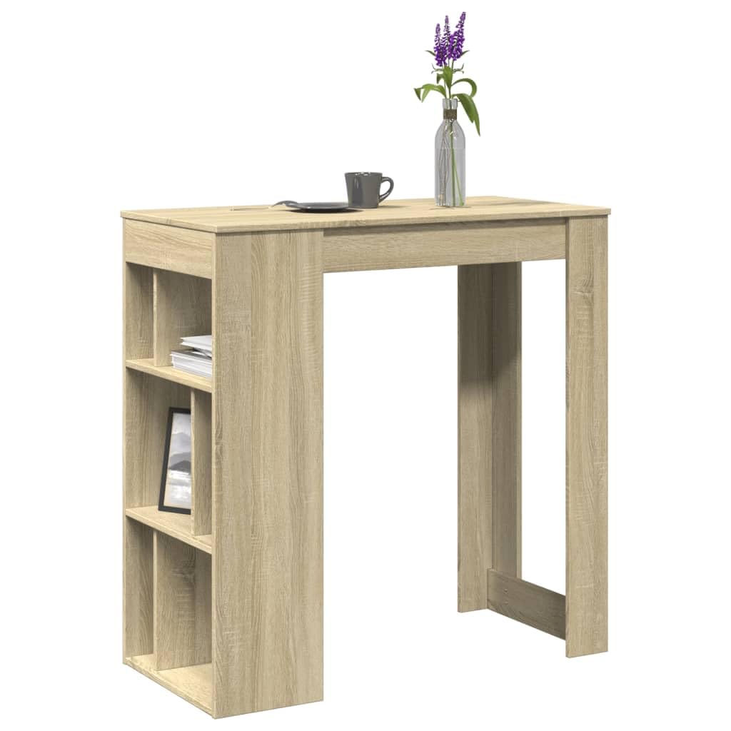 Tavolino Da Bar Gecheer Grigio Sonoma - 102x50x103,5 Cm, 3 Ripiani, Ideale Per Spazi Piccoli E Cucine