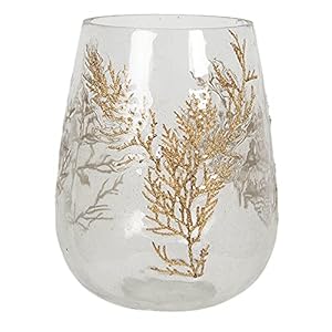 Clayre & Eef Glazen Theelichthouder Takken Ø 12 * 15 cm Transparant Glas Rond Waxinelichthouder Windlichthouder Waxinelichthouder Windlichthouder