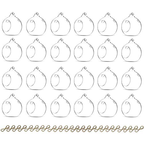 Sziqiqi Hanging Glass Tealight Holder: 24 Pcs 8 cm Glass Baubles with Hole