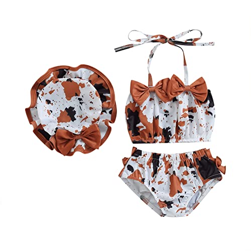 Image of Toddler Girl Swimsuits Infant Baby Girl Bathing Suit Bikini Sets Swimwear 3 Piece Summer Beach Outfit Top Shorts Hat