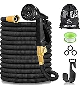 Garden Hose 100ft, Lightweight Kink Free Expandable Water Hose with 8 Function Spray Nozzle and S...