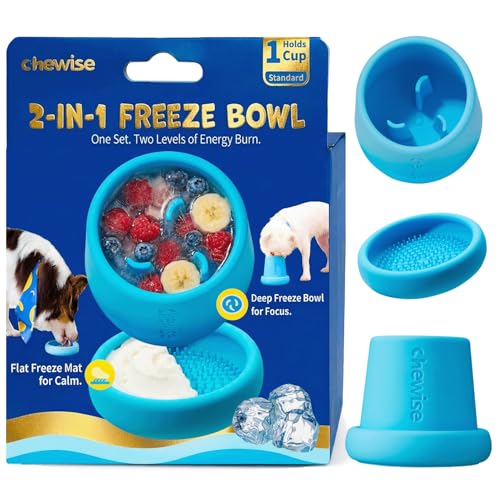 Chewise 2-in-1 Dog Freeze Bowl Freezable Deep Bowl & Licking Mat Set Durable Food-Grade TPU Frozen Dog Treat Toy Dishwasher Safe Frozen Licking Mat for Dogs