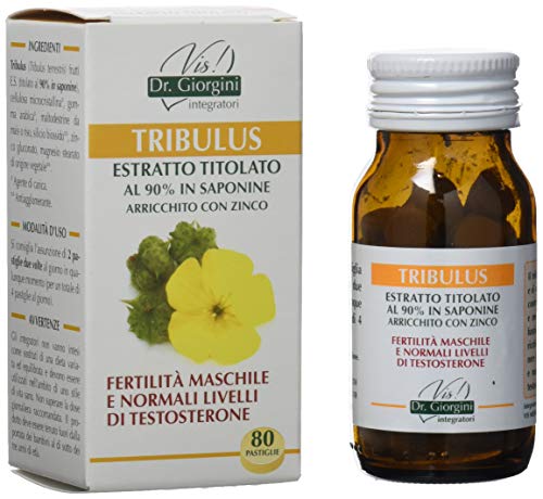 Dr. Giorgini Integratore Alimentare, Monocomponenti Erbe Tribulus Estratto Titolato al 90% in Saponine Arricchito con Zinco Pastiglie - 40 g