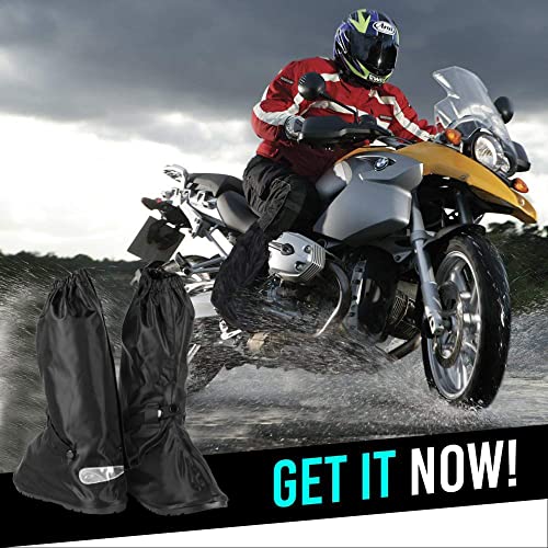 Waterproof Boot Covers Size Men 6-6.5 Women 7-8 With For Cycling Bike Motorcycle Riding With Sturdy Zipper Elastic Bands Reflective Heels - Black #TOP6