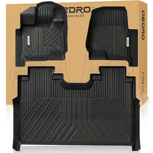 OEDRO Floor Mats Fit for 2015-2026 Ford F150 and 2022-2026 F-150 Lightning SuperCrew Cab w/o Fold Flat Storage TPE Precision Fit F150 Accessories Car Mats All-Weather Protection Liner