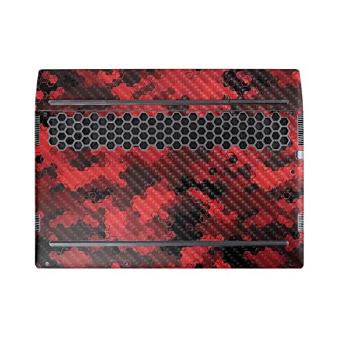 Image of MightySkins Carbon Fiber Skin Compatible With Alienware M17 R5 (2022) Full Wrap Kit - Red Hexa Camo | Protective, Durable Textured Carbon Fiber Finish | Easy To Apply & Change Styles | Made in the USA