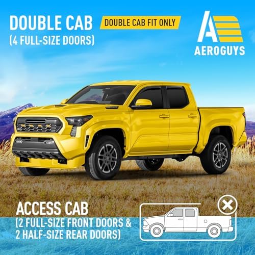 Extra Durable Window Deflectors in-Channel Window Visors Rain Guards Fit for Toyota Tacoma Double Cab 2024-2026, Sun Visors, Wind Vent for Shades, Exterior Car Accessories - 4 pcs. AG0941 - 2