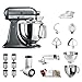 Produktbild KitchenAid Küchenmaschine Artisan, 5KSM175PS, Veggie Paket inkl. TOP Zubehör: Gemüseschneider inkl. Zusatztrommeln, Spiralschneider und Standardzubehör (Medallion-Silber)