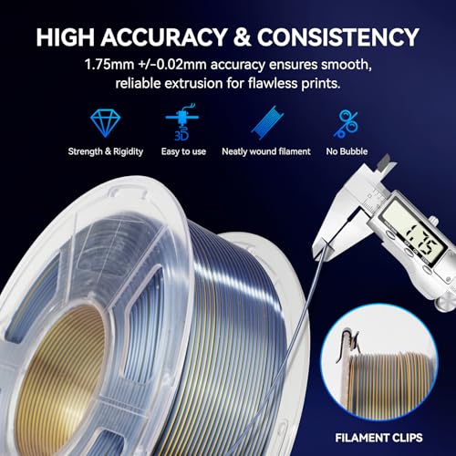 Image of JAYO Silk Dual Color PLA Filament 1.75mm Blue-Red 1.1kg, Shiny Gradient Dual-Tone PLA, High Gloss Finish, Easy to Print, Layer Concealing, Fits for Most FDM 3D Printers