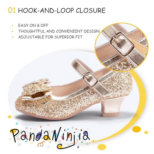 PANDANINJIA Girls' Low Heel Mary Jane Bowling Shoes for Party and Wedding