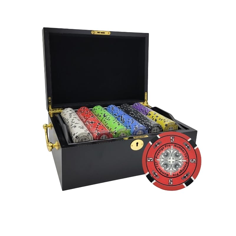 MRC POKER 500pcs Prestige Pro (Printed Design) Poker Chips Set with Wood Case Custom Build