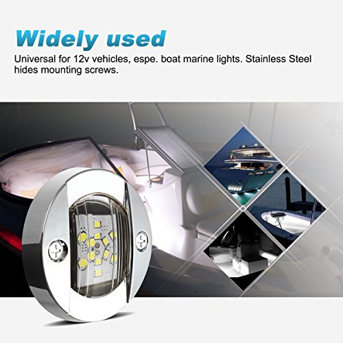 Partsam 1Pcs 3 Inch Round Marine Boat Light White 12 Led Navigation Transom Cabin Cockpit Stern Anchor Light, Ip68 Submersible, Courtesy Deck Light For Pontoon Fishing Boat Kayak Sailboat #TOP6