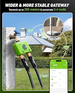 RAINPOINT WiFi Water Timer for Garden Hose, 2 Zone WiFi Sprinkler Controller, Smart Hose Timer Valve, Automatic Drip Irrigation System/Rain Delay for Garden/Lawn (Brass Inlet & Outlet, WiFi Gateway)