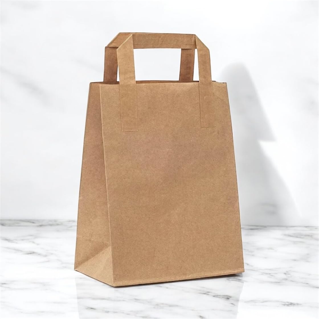 Hot Bargains Brown Kraft 50 X Brown Paper Bags With Handles Small | Sos Takeaway Carriers | Eco-Friendly & Recyclable (50, Small)