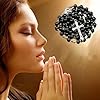 Kuesn 8mm Pearl Rosary Beads Catholic Necklace Glass Beads Necklace with Crucifix Charms Long Rosary Prayer Catholic for Women Gifts (Black) #3