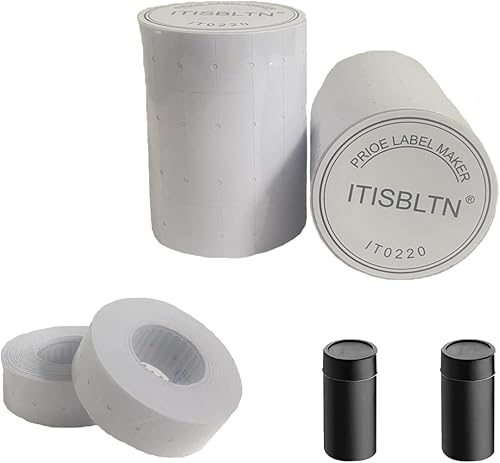 Miniatura 11 de Paquete de 2 pistolas de precio de 1 línea, pistola de precios de números 0-9 con 10,000 etiquetas de precio blancas en blanco, 2 rodillos de tinta,