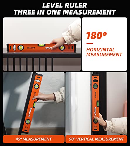 DIFFLIFE 18\" Level & Tool Aluminum Reinforced Torpedo Level (18inch) - Thumbnail 2