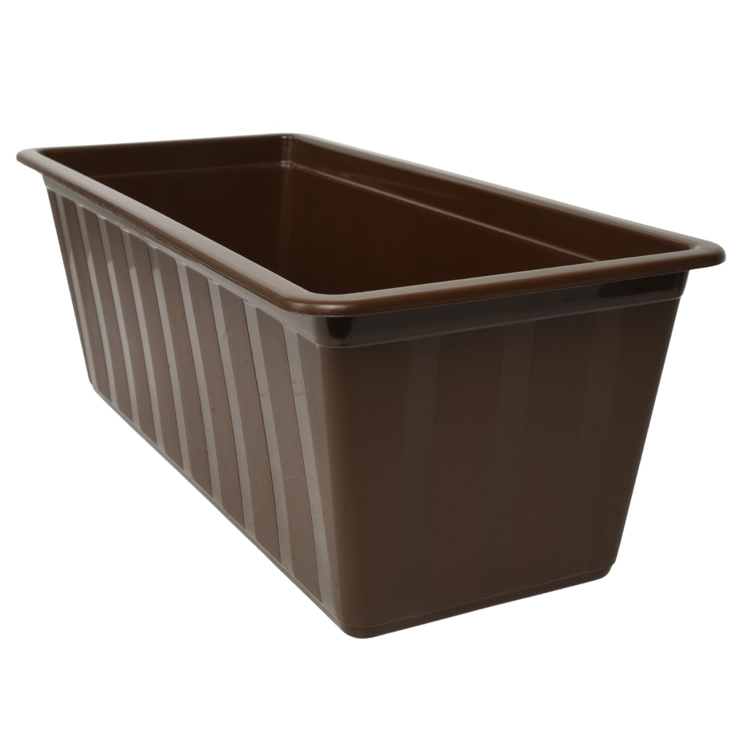 Window Box Flowerpot Planter Rectangle Long Plastic Pot Indoor Outdoor Classic Traditional Decor Balcony Garden Home Lightweigh Slim (Brown, L40cm x W18cm x H14cm)