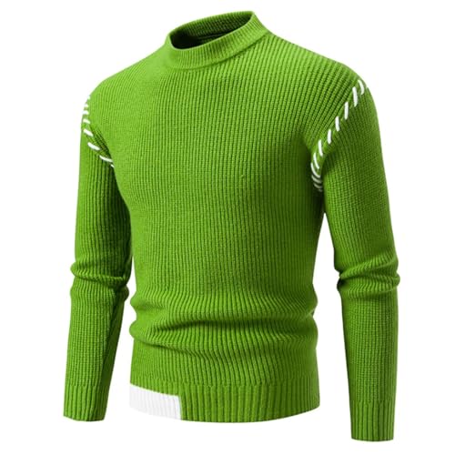Men’S Casual Slim Fit Warm Patchwork Knit Pullover Sweater O-Neck Long Sleeve Jumper Top3