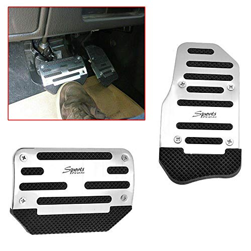 Riloer Cubierta Universal para Pedales de Coche, Cubierta de Almohadilla para Pedales de Freno de Gas Automático Antideslizante Deportivo de Carreras (Plateado)