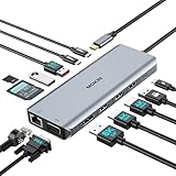 MOKiN USB-C ドッキングステーション 13-in-1 多機能ハブ 【MacBook対応・安定重視】デュアル/トリプルディスプレイ対応 HDMI×2＋DP / 100W PD高速充電/有線LAN 在宅勤務・多画面作業向けSurface/Galaxy/Dell/HP/Lenovo等に適用