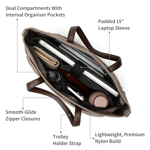 Image of Fastrack Nylon Edge Laptop Tote | Laptop Bag for Women & Men | Dual Carry Options | Fits 15 inch Laptop | Nylon Material