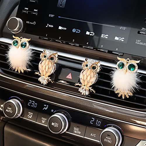 2Pcs Bling Car Air Vent Clip, Crystal Owl Decorative Clip Cute Car Air Freshener, Shiny Crystal Car Air Vent Clip, Ladies Car Air Freshener. #TOP3