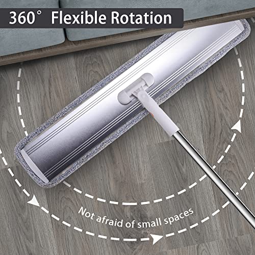 Microfiber Mop 32 Inch Flat Mop Commercial Mop Large Wide Mop For Hardwood Laminate Tile Floor Cleaning 360 Rotating Dust Wet Mop With Stainless Steel Handle 4 Reusable Mop Pads #TOP5