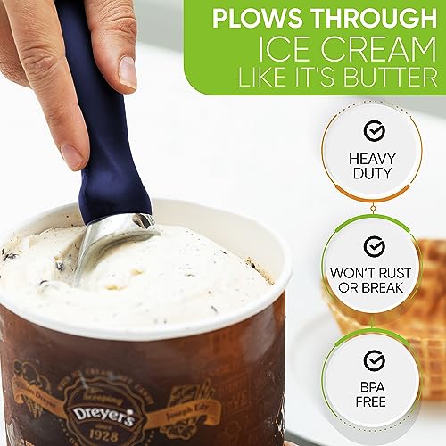 Image of Spring Chef Heavy Duty Metal Ice Cream Scoop w /Soft Grip Handle, Sapphire
