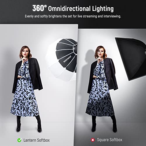 Image of NEEWER 35 inch /90cm Lantern Softbox One Step Quick Release, 360 Light Diffuser with Skirt, Bowens Mount for Video Lights CB60 CB100 CB150 Compatible with Aputure 600d Amaran 60x Godox SL60W, NS90L