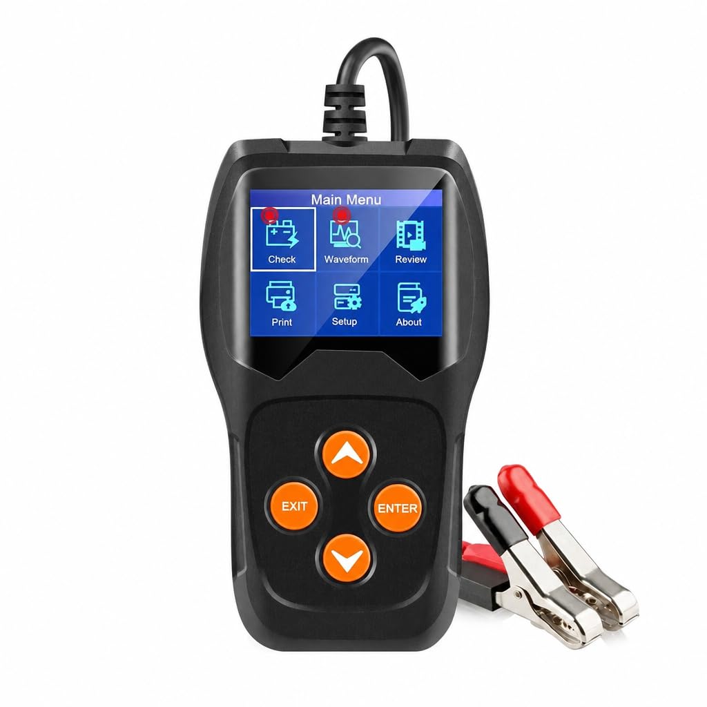 Konnwei Testeur de Batterie 12V Voiture Moto LCD TFT CCA BCI DIN JIS SAE Puce STM32 Multilingue KW600