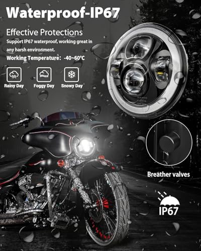 Image of Z-OFFROAD Upgrade 7 Inch Motorcycle LED Headlight w /DRL White Halo DOT Kit Compatible with Harley Davidson Street Glide Road King Special Electra Glide Ultra Classic Fat Boy Heritage Softail