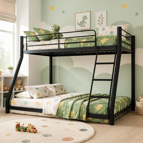 Mixcous Twin Over Full Bunk Bed for Adults & Kids, Heavy-Duty Metal Frame with Full-Length...