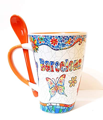 MR Kaffeetasse mit Gaudi Barcelona-Motiv, groß, Orange