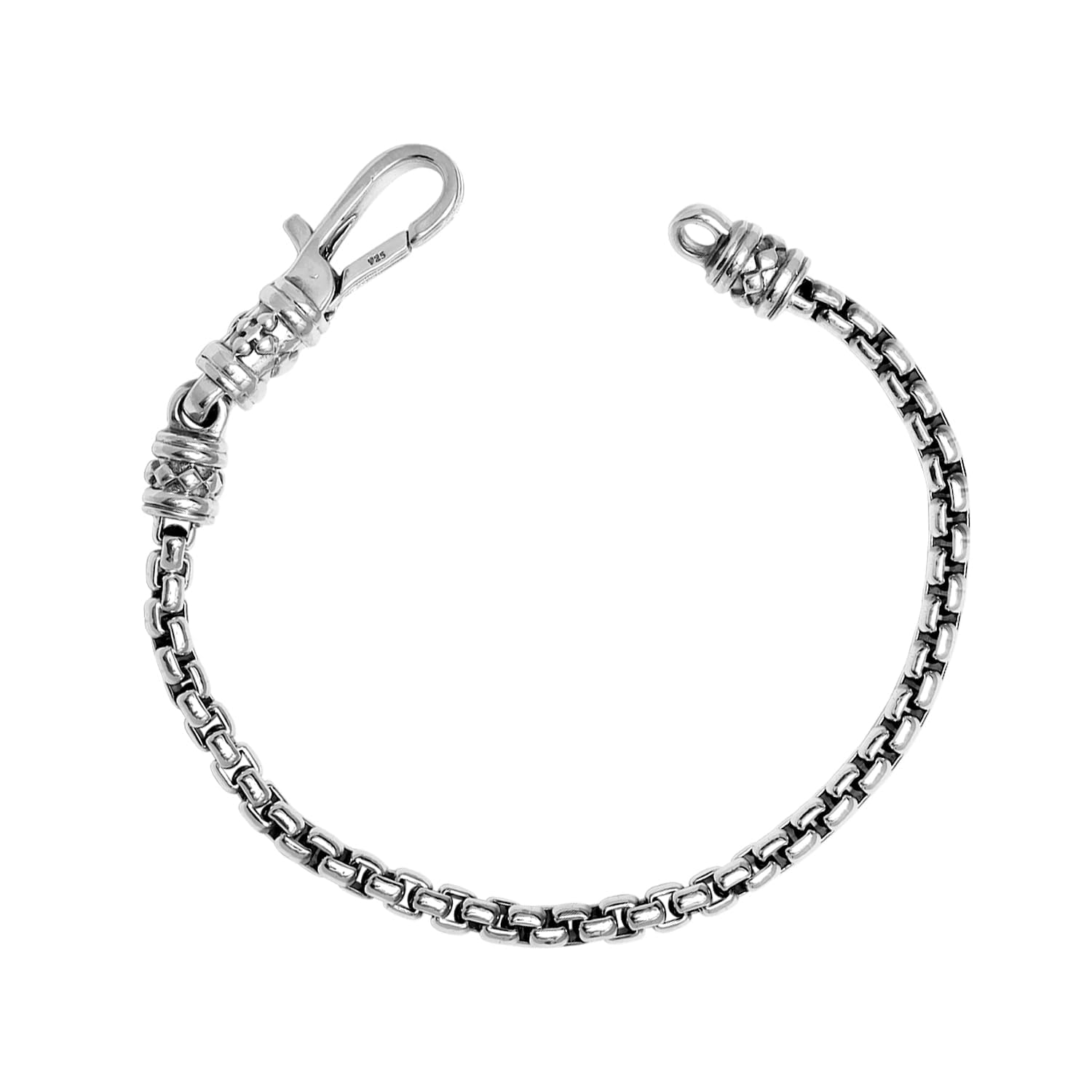 LeCalla 925 Sterling Silver Box Chain Bracelet for Men | BIS Hallmarked Antique Italian 4mm Square Rolo Link Round Box Chain Bracelet 8 Inches (B0D9K4WDDL) Amazon Price History, Amazon Price Tracker