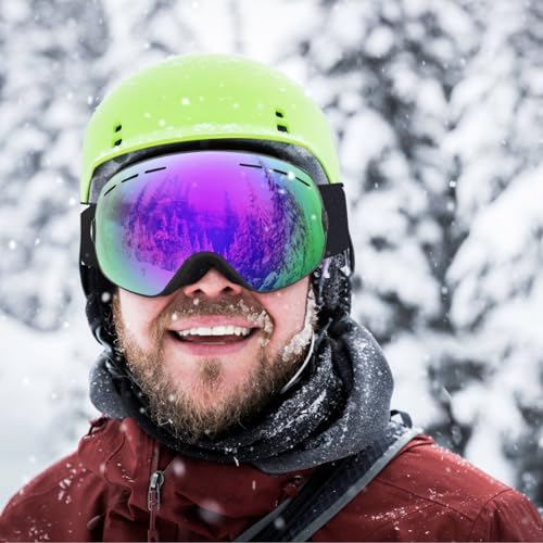 Image of EXP VISION Snowboard Ski Goggles Men Women Youth, Anti Fog OTG Winter Snow Goggles Spherical Detachable Lens (Grapes)