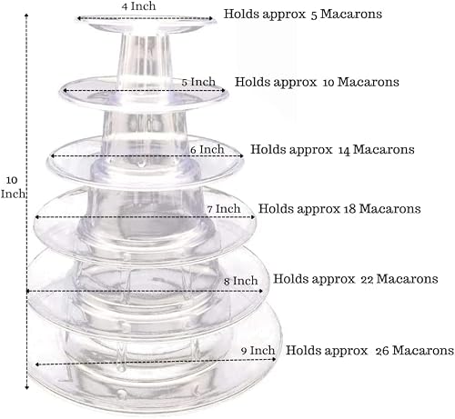 Candora 6-layer Round Macaron Tower Cake Stand Macaron Display Rack for Wedding Birthday Dessert Stand Cake Plate