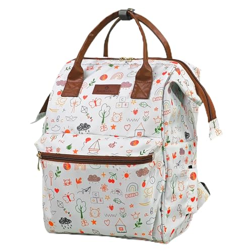 Image of StarAndDaisy Baby Diaper Bag for Mother Travel /Diaper Bags for Mother for Travel with Laptop Pocket, Multi Compartments, Insulated Bottle Pockets, Waterproof, Ultra soft fabric - Nature Print