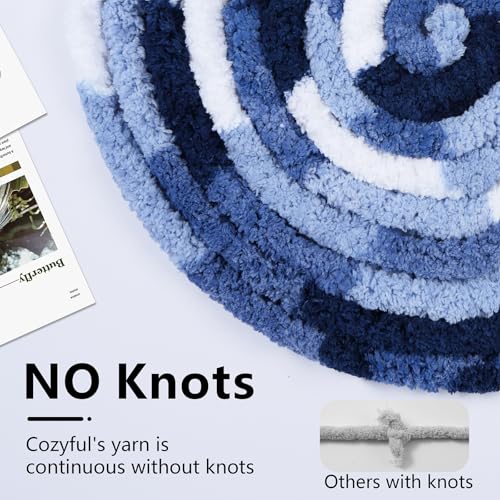 Image of Cozyful Chunky Yarn for Hand Knitting - #10 Chunky Chenille Blanket Yarn, Jumbo Big Thick Chunky Yarns for Crocheting, Tie Dye Bulky Knit Yarns, 8 Skein (20 yds 8 oz Each Skein), Multi Blue & White