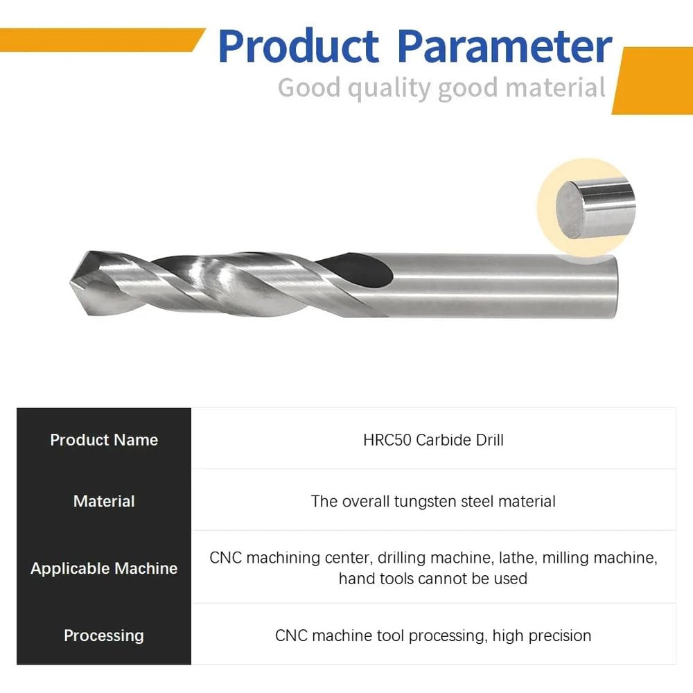 Punte da trapano in carburo di tungsteno HRC50° per metalli duri, torni CNC, utensili per foratura acciaio, misure da 0,5 a 20,0 mm (opzionali), 11 mm x 40 x 70 mm.
