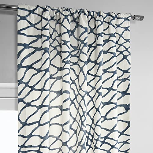 Image of PRTW-D50C-84 Ellis Printed Cotton Twill Curtain, Blue, 50 x 84, (1 Panel)