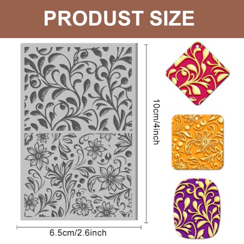 CHGCRAFT Abstract Floral Leaves Polymer Clay Texture Sheets Rubber Clay Texture Sheets Clay Texture Mat Tool Used for DIY Jewelry Making Craftwork and Printing Patterns - Image 2