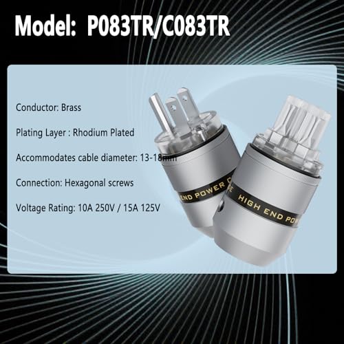 Conector de corriente Preffair US AC 3 polos Rhodium miniatura 5