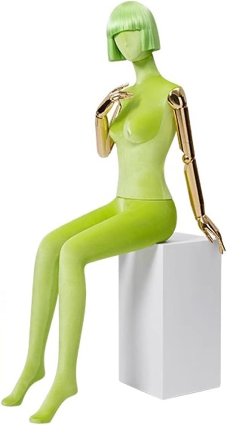 CONGRUI A Human Retail Mannequins Sitting 61 Inch Tall Full Body Manikin Torso, Used To Display Hats Glasses(Green)