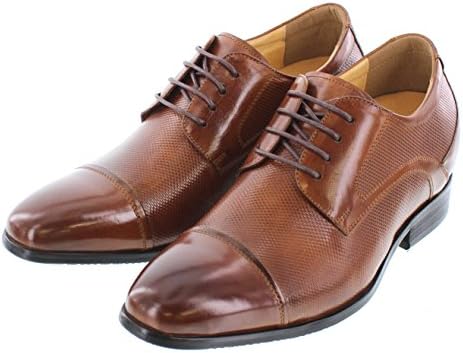 CALTO Men's Invisible Height Increasing Elevator Shoes - Brown Premium Leather Lace-up Formal Oxfords - 3 Inches Taller - Y40201 - Size 9 D(M) US | Image 2