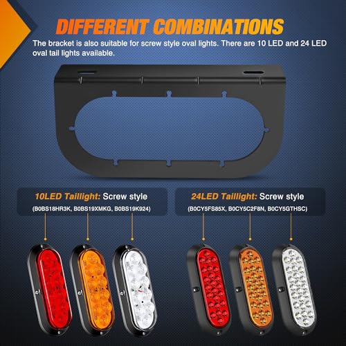 Image of Nilight 6Inch Oval Trailer Tail Light 2PCS Red Brake Stop Turn White Reverse Back Up Lights with Flush Mount Grommets Plugs Mounting Brackets for RV Truck Luggage Rack